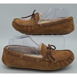 UGG Dakota Women's Slipper Chestnut Brown Leather Tie Size 7 Slip ons Slippers